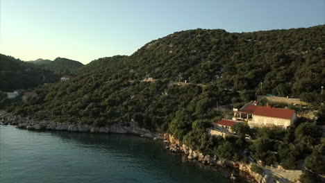 Small-island-covered-with-trees-and-rocky-coast-line