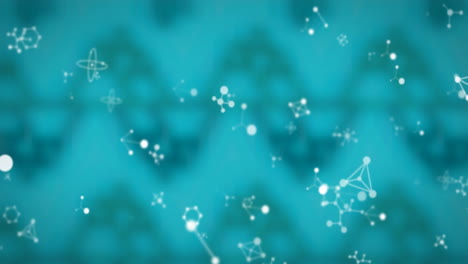 animación digital de estructuras moleculares contra el diseño de patrones sin costuras sobre fondo azul