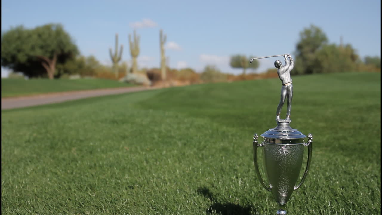 Golf Trophy on Golf Course
