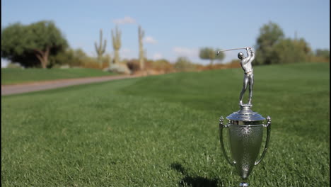 golf trophy on golf course