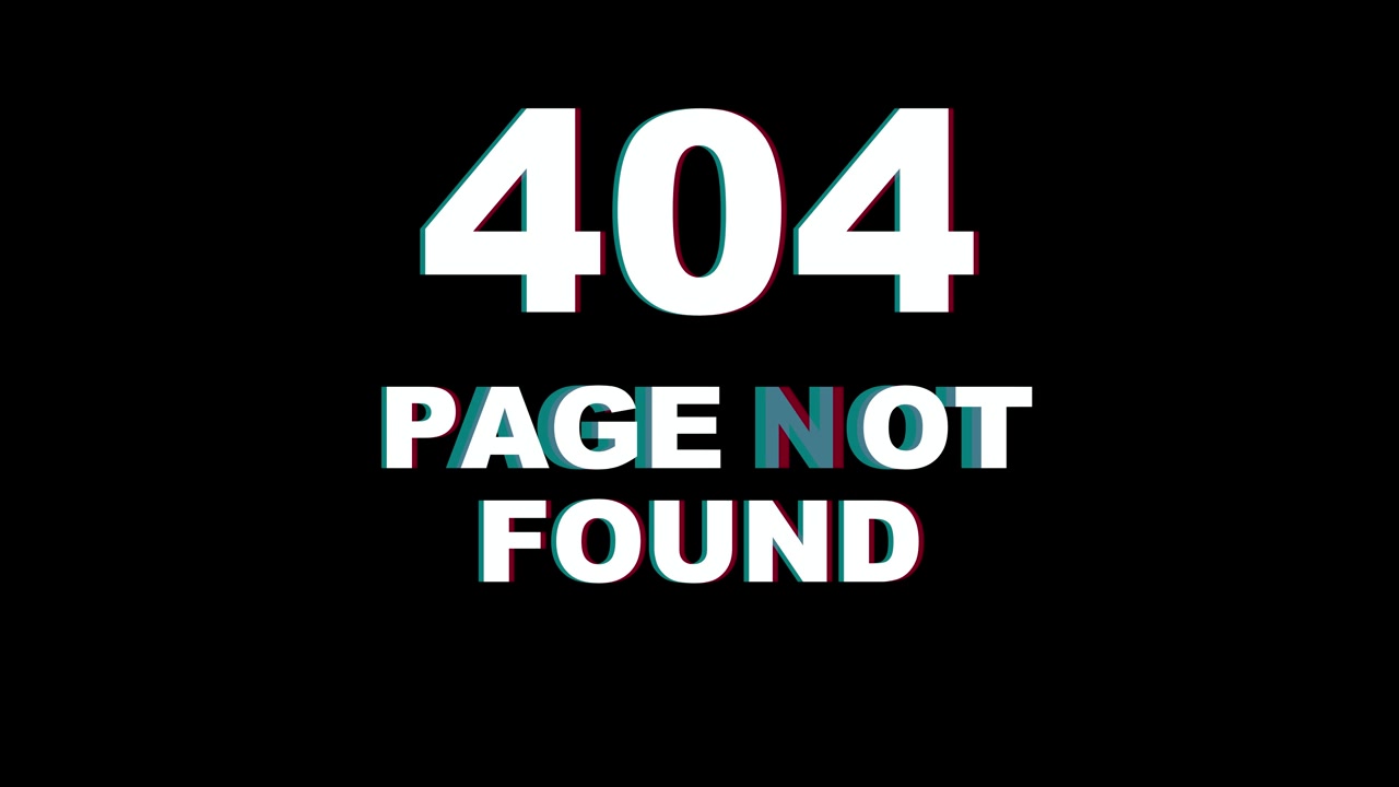 Messaggio di errore 404 Pagina non trovata con effetto glitch