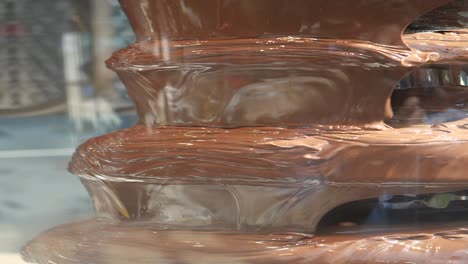 closeup of a chocolate fountain