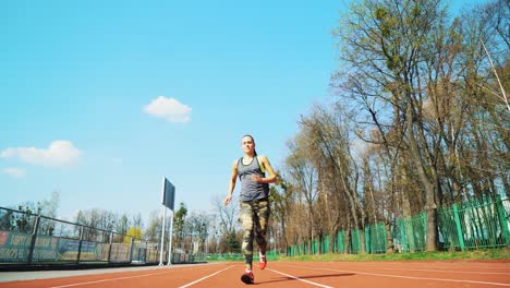 sport reaction video athletes at starting position preparing for run at the stadium. healthy fitness lifestyle