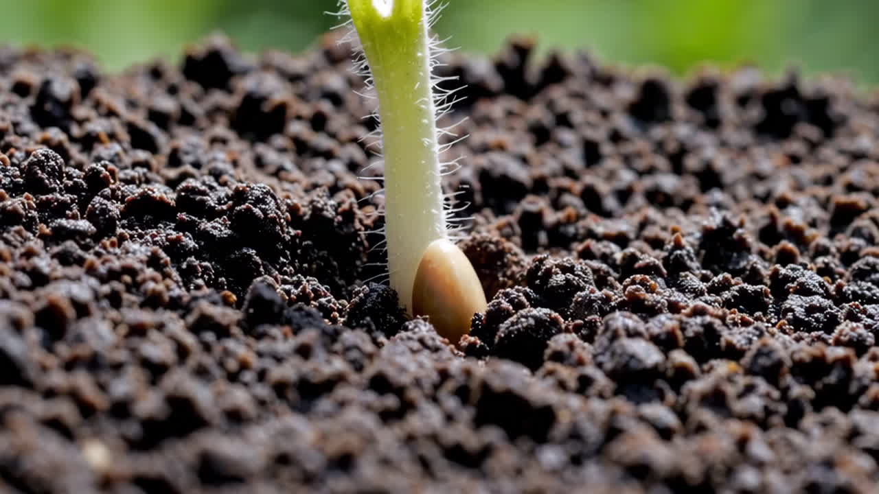 Seedling Germinating in Soil