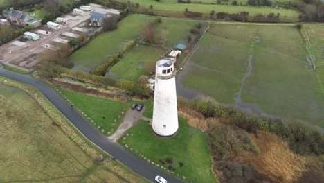 Histórico-Faro-De-Leasowe-Baliza-Marítima-Punto-De-Referencia-Aéreo-Campo-Costero-Wirral-Vista-Creciente-Ojo-De-Pájaro