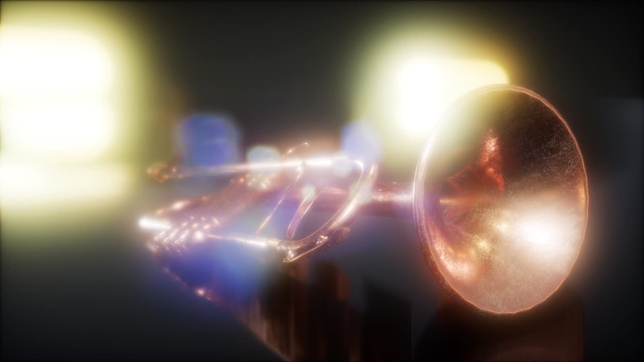 trompeta de bronce en la oscuridad