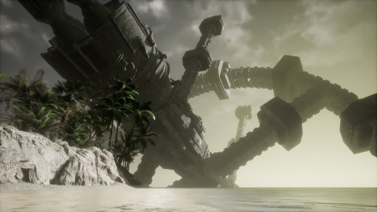 ufo가 열대 섬 근처의 바다에 추락했습니다.