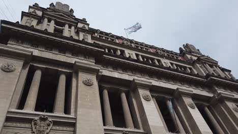low angle view palace of justice building of argentina, national flag skyline