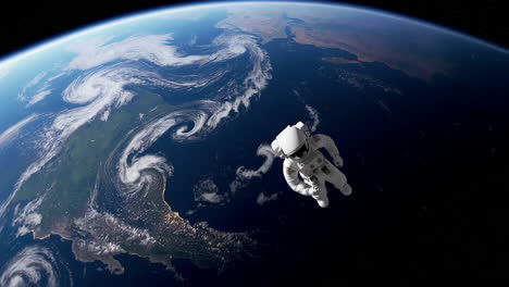 astronaut in space over earth