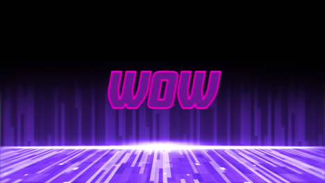 animation of the word wow on video computer game screen