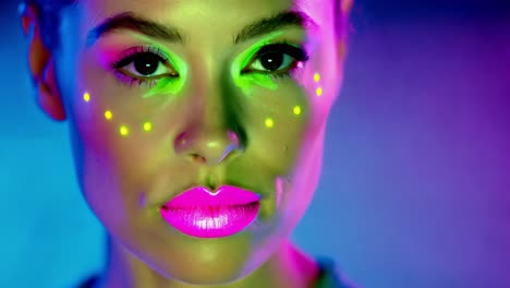 neon makeup portrait of a woman