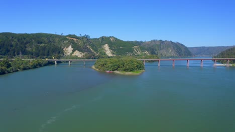 maule river bridge constitution city maule region, talca santiago de chile drone shot