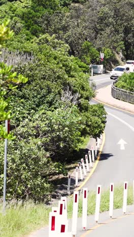 scenic winding road with guardrails