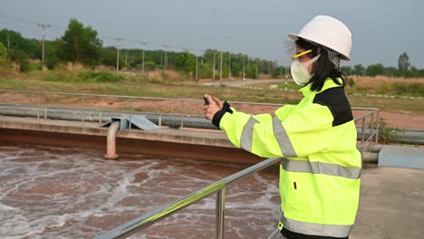 environmental engineers work at wastewater treatment plants