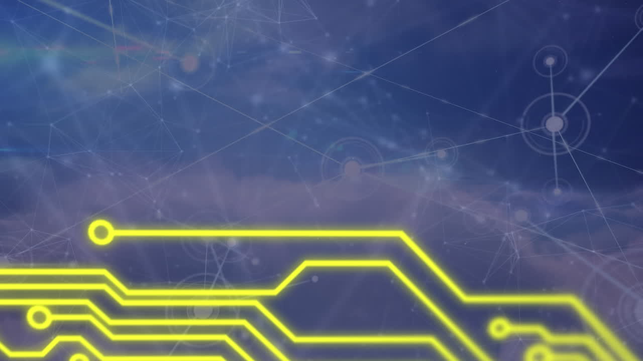 Animation of networks of connections over sky