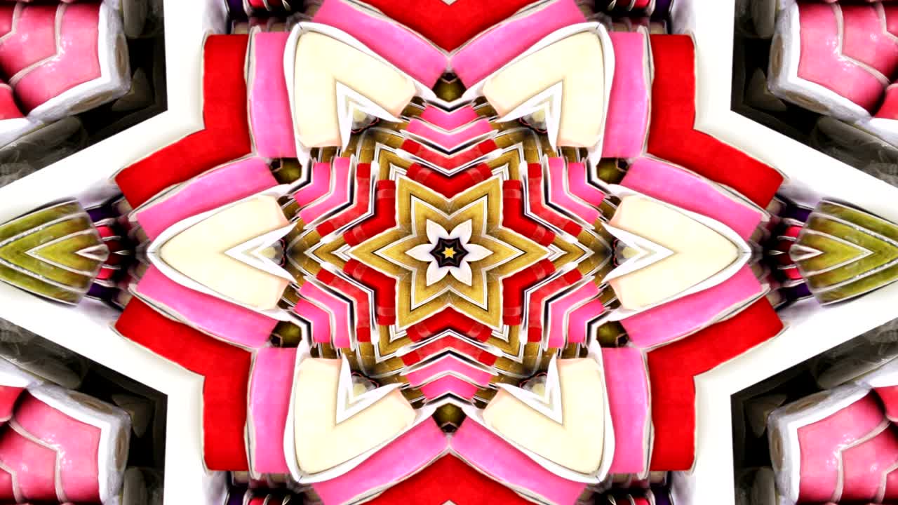abstracto colorido patrón simétrico ornamental decorativo kaleidoscopio movimiento círculo geométrico y formas de estrellas