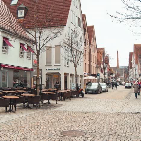 a small german town. streets with old architeckture in germany.