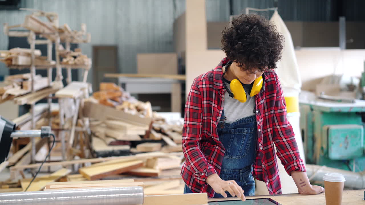 Woman Woodworker in Workshop