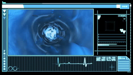 interfaz digital médica que muestra el flujo sanguíneo