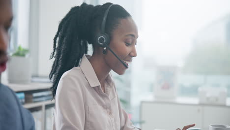Black-woman,-callcenter-and-phone-call