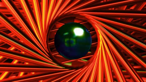 abstract 3d art with red spiral and green sphere