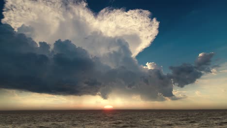 the amazing cloudscape stream on the sunset background. time lapse