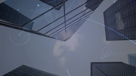 animation of network of connections over cityscape