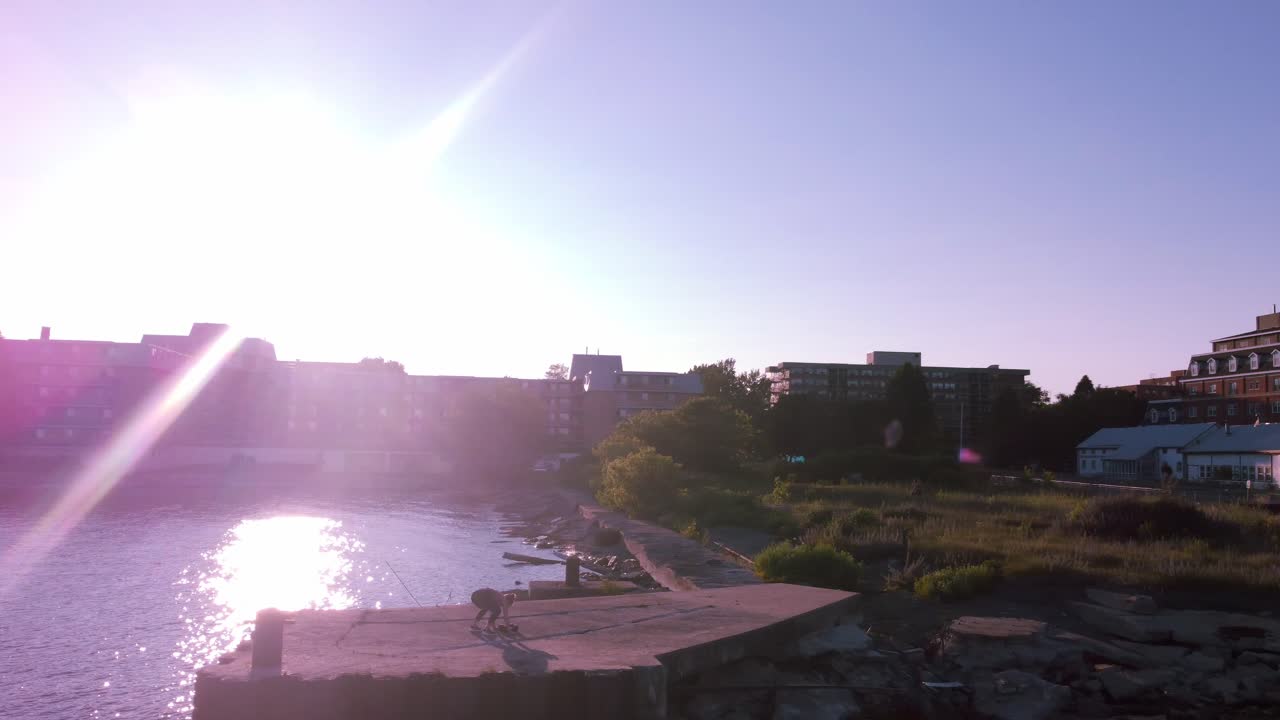 aerial women doing  outdoor fitness during summer