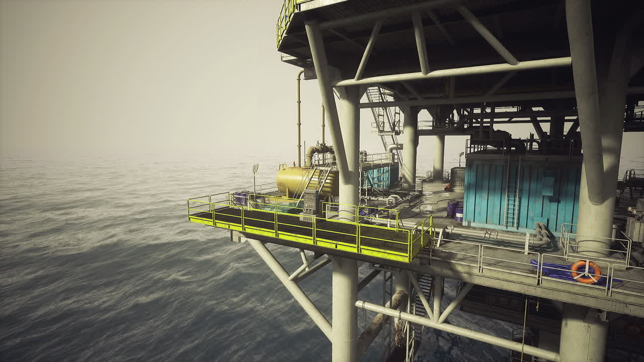 Industrial offshore platform showcasing safety measures and hazard prevention