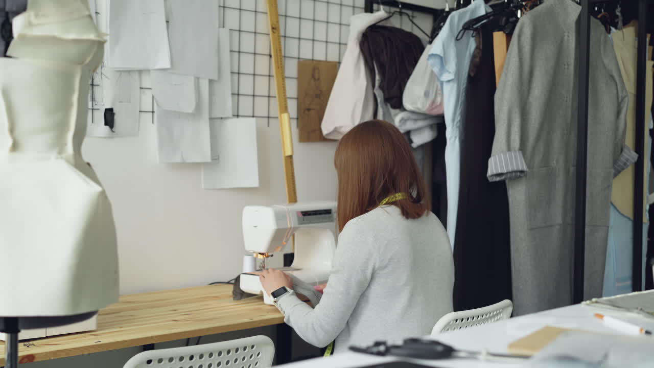 Woman Seamstress Working in a Design Studio