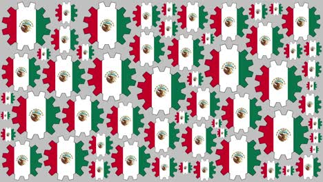 bandera mexicana engranajes girando fondo