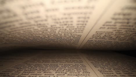 moving laterally through a book right to left, pages on top - bottom of frame as it passes down to the end
