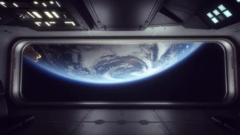 view of earth from a spaceship window