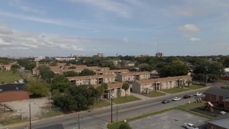 drone-shot-of-rows-government-subsidized-affordable-housing-in-Savannah-Georgia