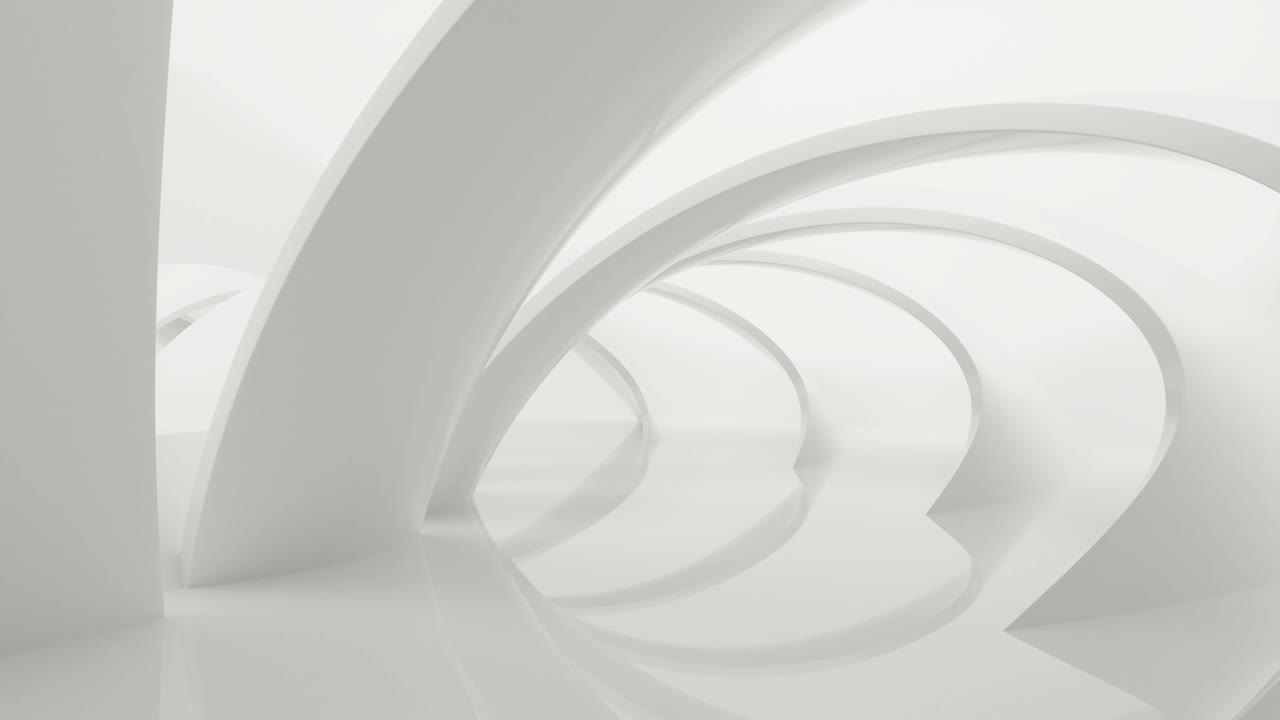 Loop animation of going through the white tunnel, 3d rendering.