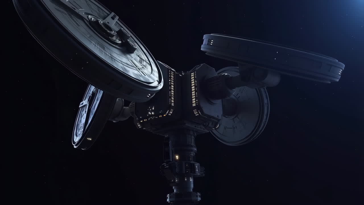 Futuristic Space Station or Satellite in Orbit