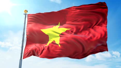 bandera de vietnam bucle sin costuras vídeo de renderización 3d. hermoso bucle de tela textil agitando