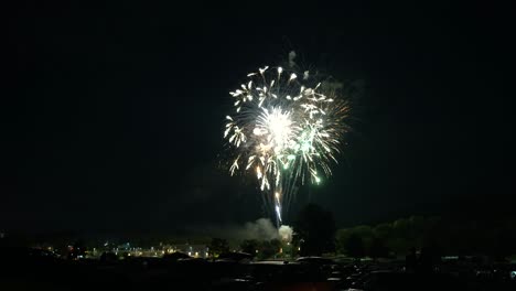 a huge colorful fireworks explosion display at night on july 3