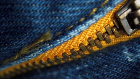 jeans material with yellow line thread and zipper