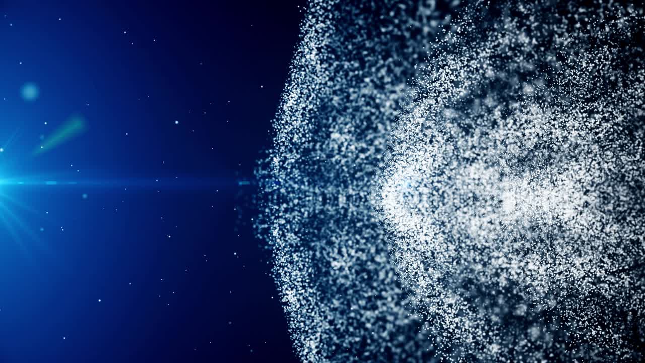 resaltado anamórfico con partículas en movimiento. representación 3d