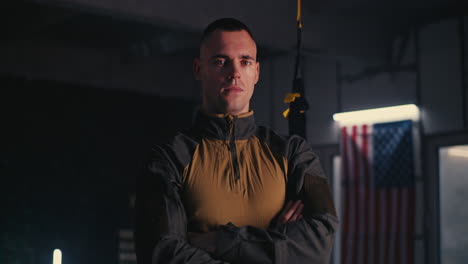 military man in gym