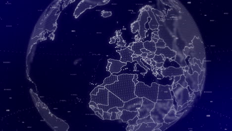 a captivating cinematic video background showcases a digital globe rotating, zooming in on spain | a digital globe rotating in on spain country commercial video background in 4k | europe