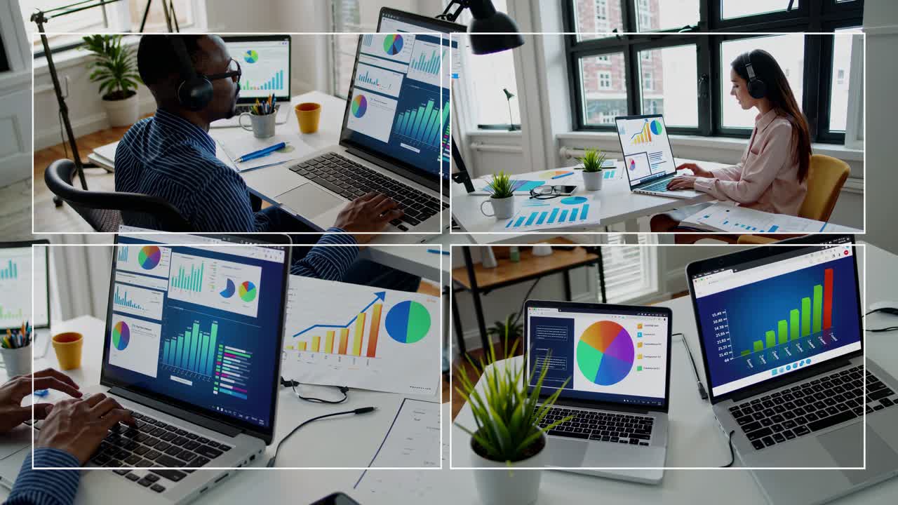 equipo empresarial que trabaja en el análisis de datos