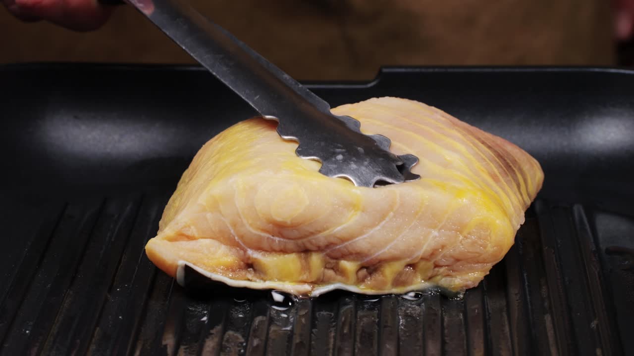 Cooking Fish Fillet on a Grill Pan