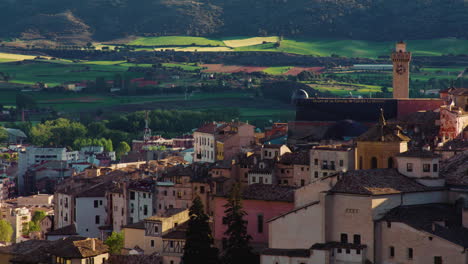 beautiful city house buildings in breathtaking cuenca, spain - zoom in