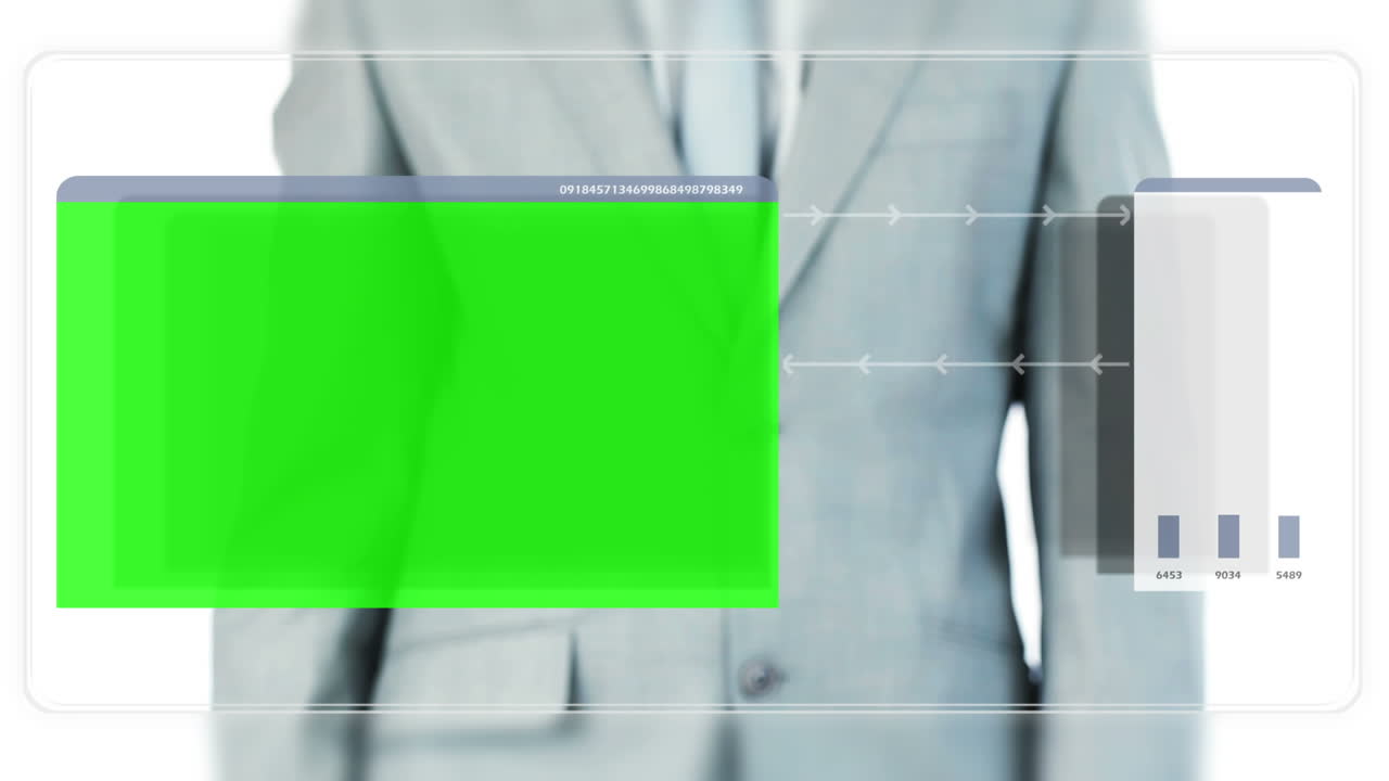 크로마 키로 화면을 스크롤하는 사람