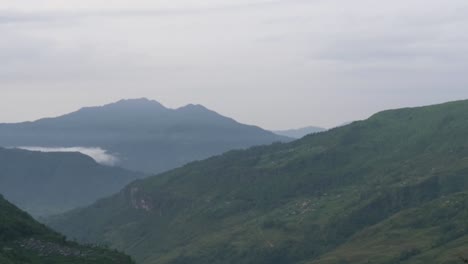 pan across of annapurna himalaya mountain range near pokhara, nepal