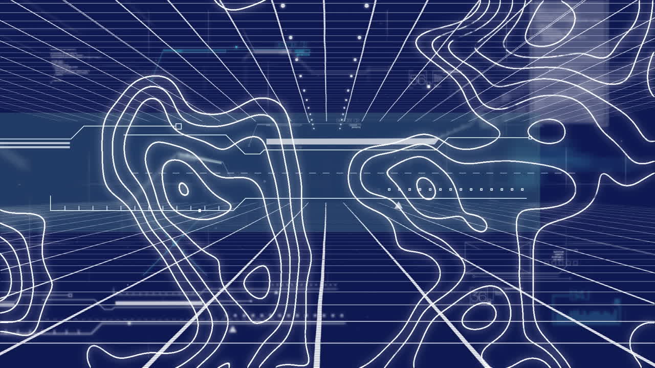 토포그래피 지도 선에 대한 데이터 처리 애니메이션