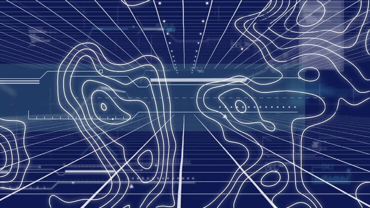 Animation of data processing over topographic map lines