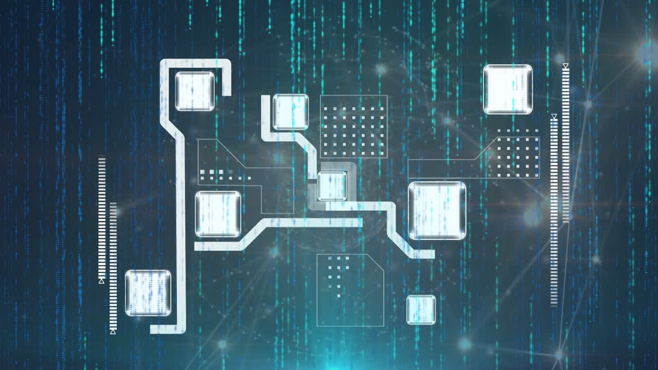 animación de circuito integrado sobre luces en fondo marino